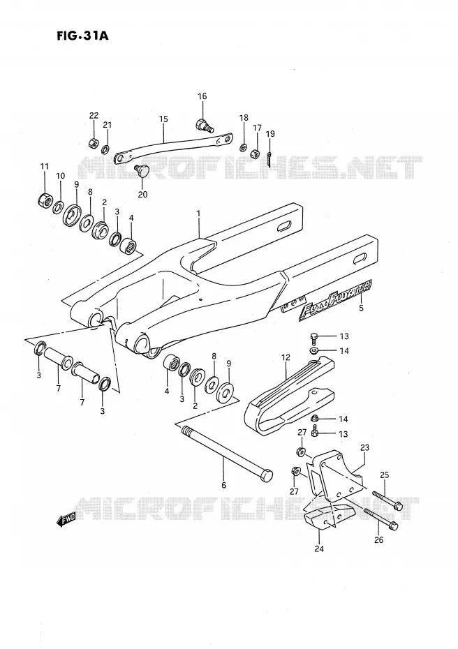 BRAS OSCILLANT ARRIERE (MODELE K) Suzuki MOTO 80 RM 1991  RM80M(E24)