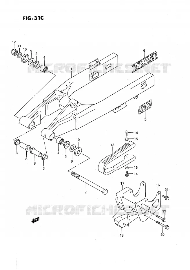 BRAS OSCILLANT ARRIERE (MODELE M/N/P/R/S) Suzuki MOTO 80 RM 1994  RM80R(E24)