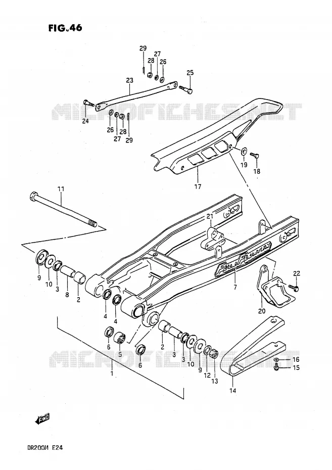 BRAS OSCILLANT ARRIERE Suzuki MOTO 200 DR 1986  DR200G(E24)