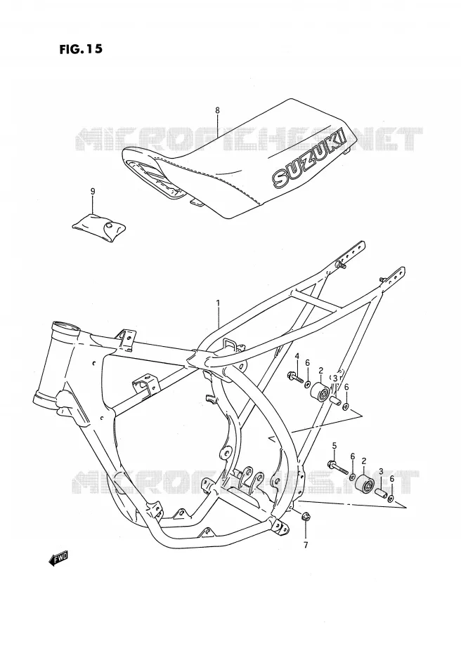 CADRE - SELLE (MODELE G) Suzuki MOTO 80 RM 1987  RM80H(E24)