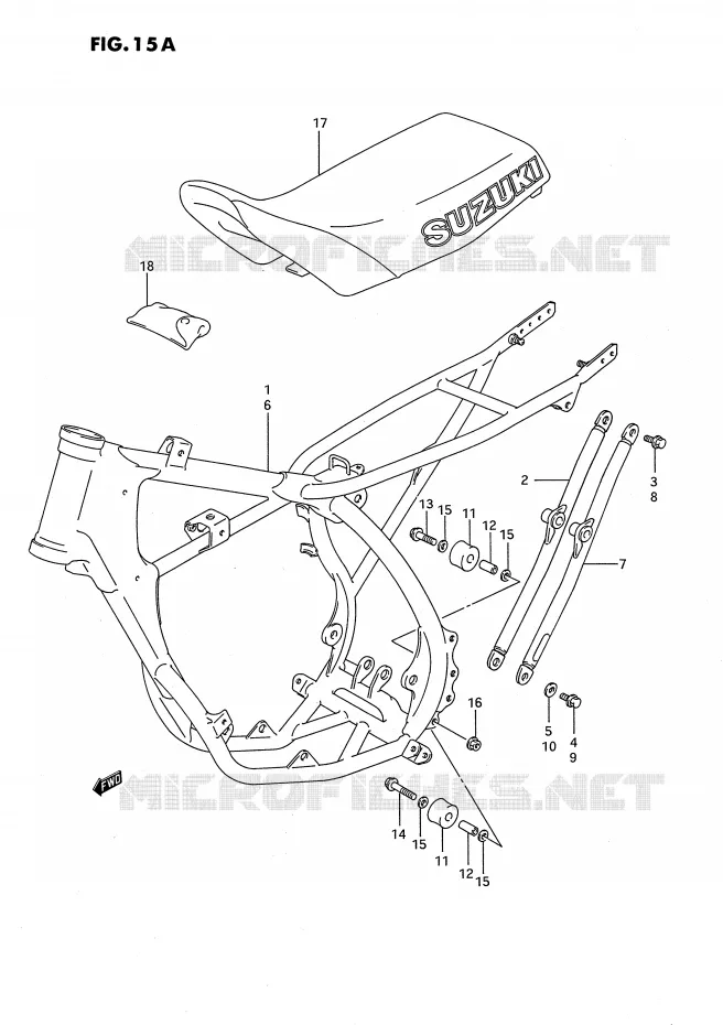 CADRE - SELLE (MODELE H/K/L) Suzuki MOTO 80 RM 1988  RM80J(E24)