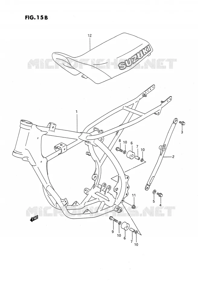 CADRE - SELLE (MODELE M/N) Suzuki MOTO 80 RM 1990  RM80L(E24)
