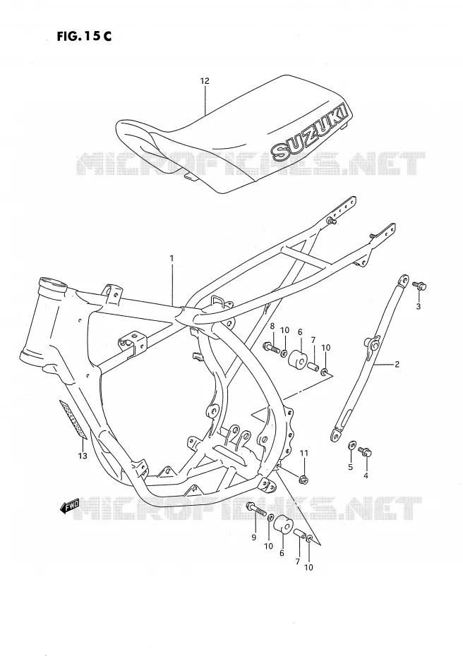 CADRE - SELLE (MODELE P/R/S) Suzuki MOTO 80 RM 1994  RM80R(E24)