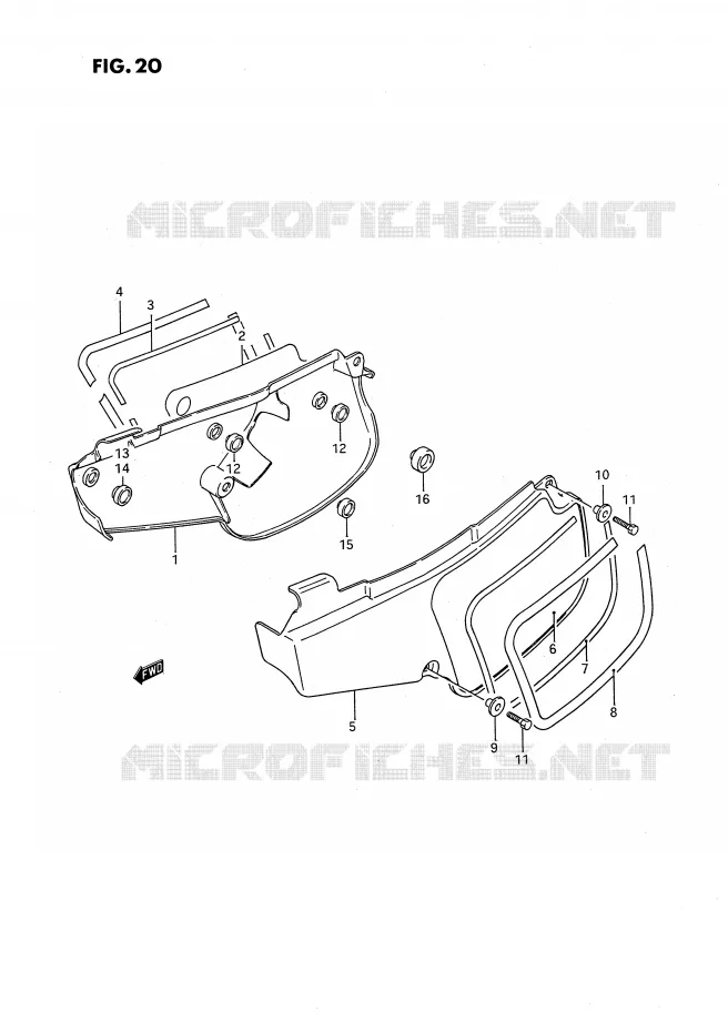 CARENAGES ARRIERE  (MODELE G/H/K/L) Suzuki MOTO 80 RM 1994  RM80R(E24)