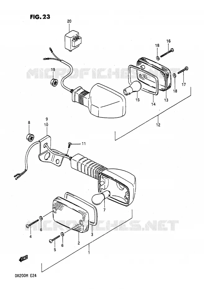 CLIGNOTANTS (E21) Suzuki MOTO 200 DR 1991  DR200M(E24)