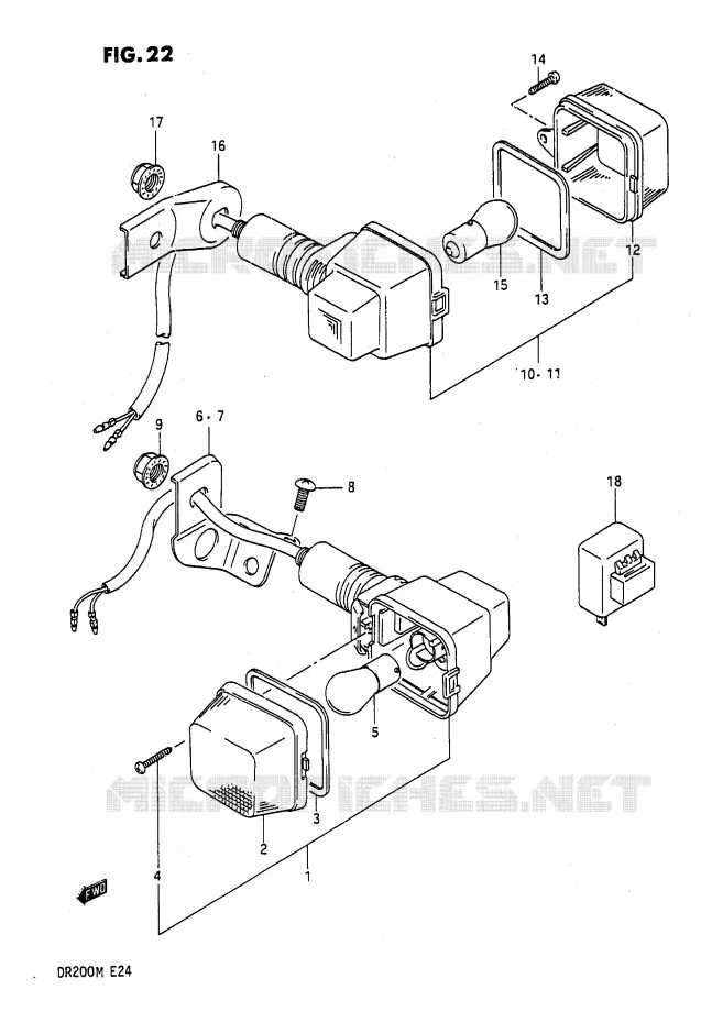 CLIGNOTANTS (E6, E24) Suzuki MOTO 200 DR 1987  DR200H(E24)