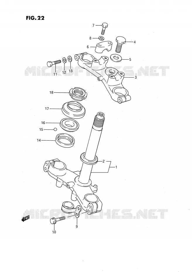 COLONNE DE DIRECTION (MODELE G/H) Suzuki MOTO 80 RM 1987  RM80H(E24)