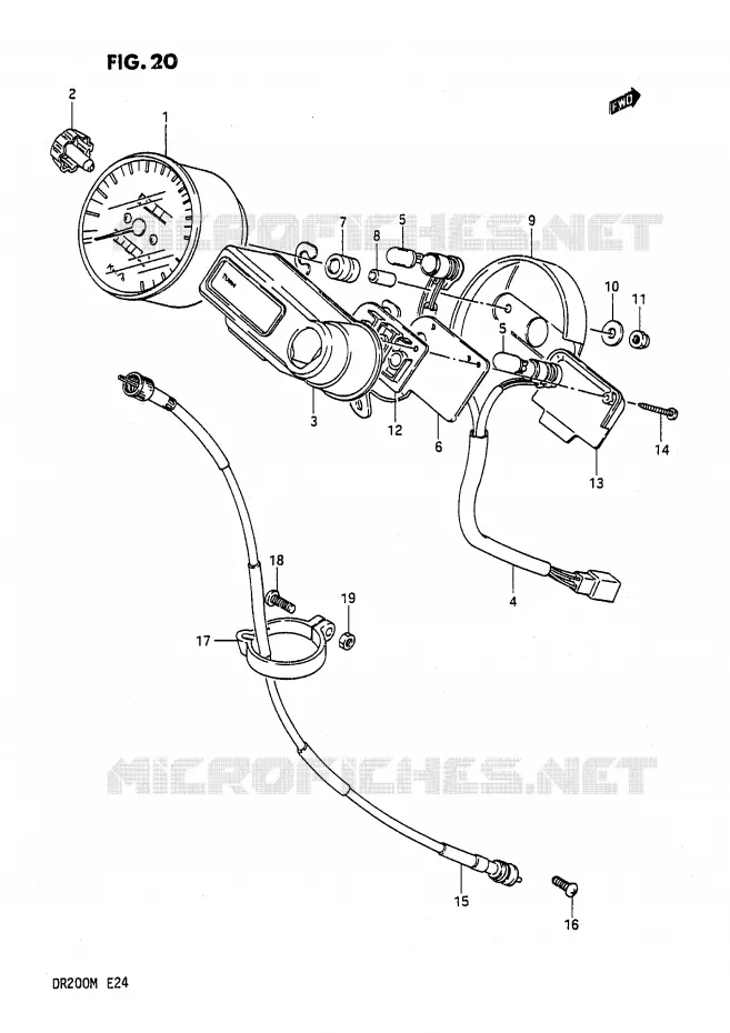 COMPTEUR (E6,E21,E24) Suzuki MOTO 200 DR 1987  DR200H(E24)