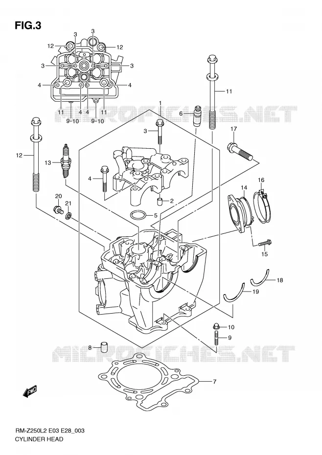 CULASSE Suzuki MOTO 250 RM-Z 2012  RM-Z250L2(E03)