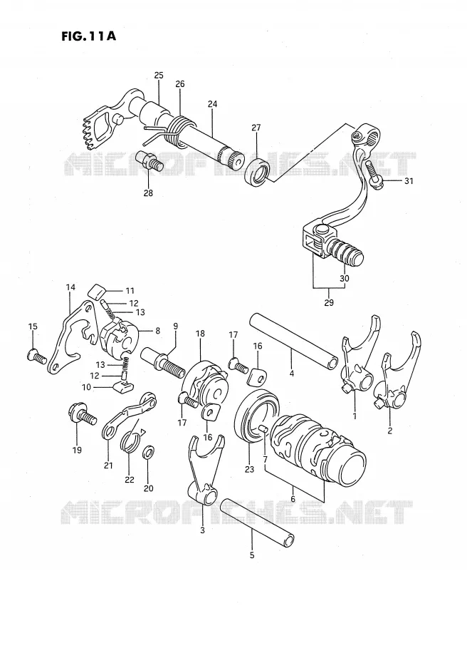 ENSEMBLE DE SELECTION DE VITESSES (MODELE K/L/M/N/P/R/S) Suzuki MOTO 80 RM 1990  RM80L(E24)