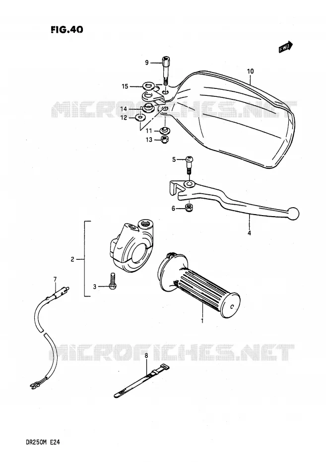 ENSEMBLE LEVIER - COMMODO DROIT Suzuki MOTO 200 DR 1991  DR200M(E24)