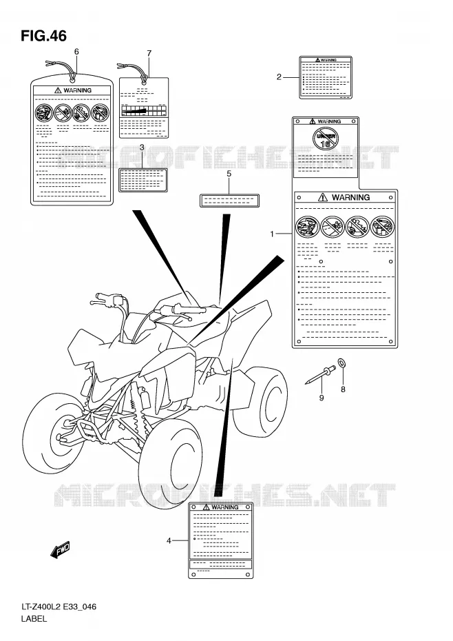 ETIQUETTE Suzuki QUAD 400 QUADSPORT 2012  LT-Z400ZL2(E33)