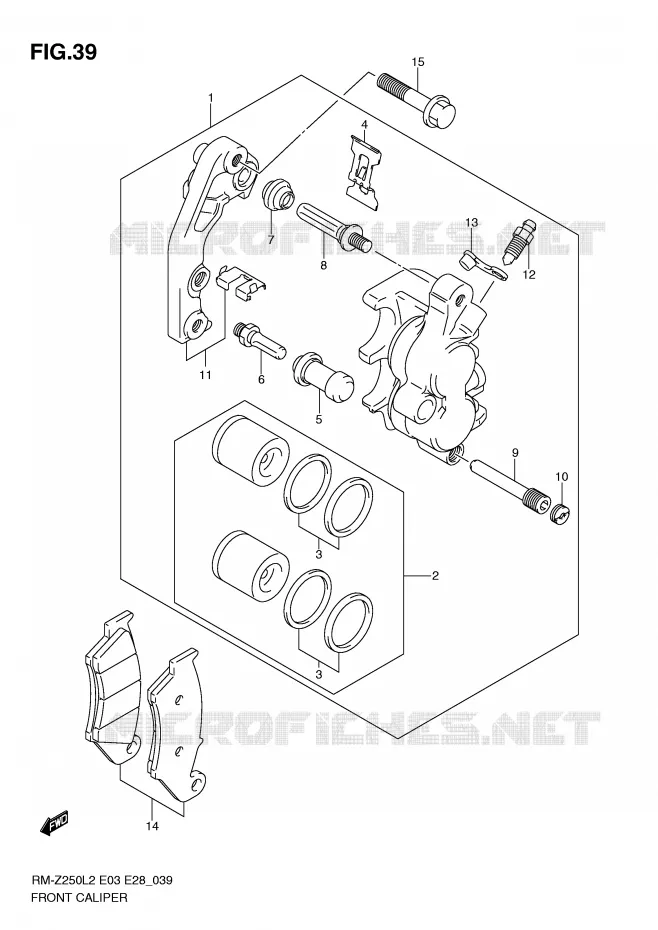 ETRIER DE FREIN AVANT Suzuki MOTO 250 RM-Z 2012  RM-Z250L2(E03)
