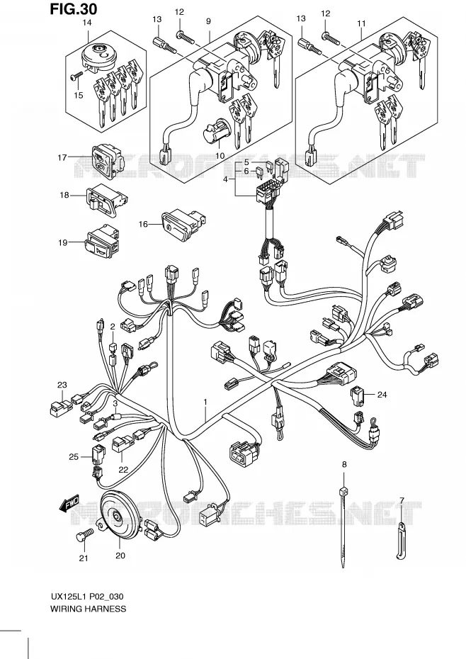 FAISCEAU ELECTRIQUE Suzuki SCOOTER 125 SIXTEEN 2011  UX125L1(P02)