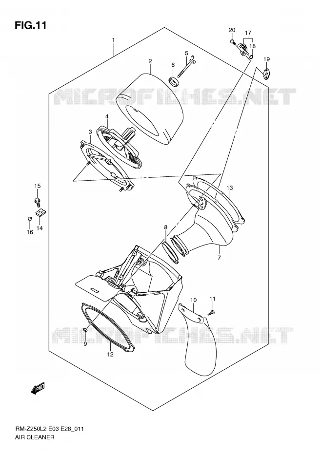 FILTRE A AIR Suzuki MOTO 250 RM-Z 2012  RM-Z250L2(E03)