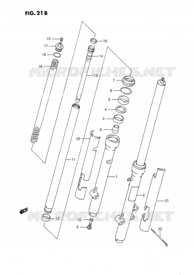 FOURCHE AVANT (MODELE L/M/N/P/R) Suzuki MOTO 80 RM 1991  RM80M(E24)