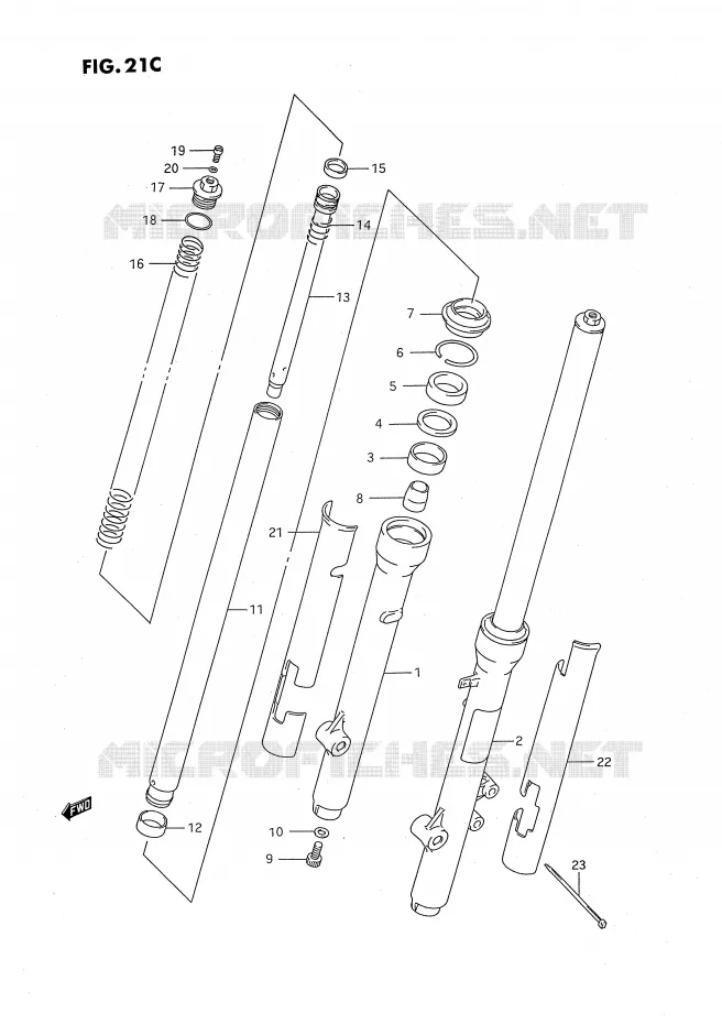 FOURCHE AVANT (MODELE S) Suzuki MOTO 80 RM 1987  RM80H(E24)