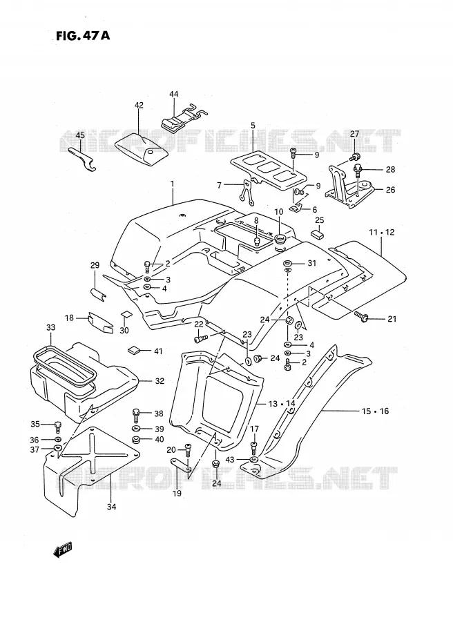 GARDE BOUE ARRIERE (MODELE M/N/P/R/S) Suzuki QUAD 250 QUADRUNNER 1992  LT-4WDN(E3)