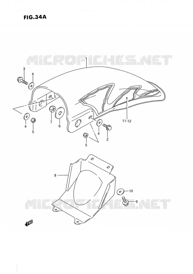 GARDE BOUE ARRIERE (MODELE N/P/R/S) Suzuki MOTO 80 RM 1987  RM80H(E24)