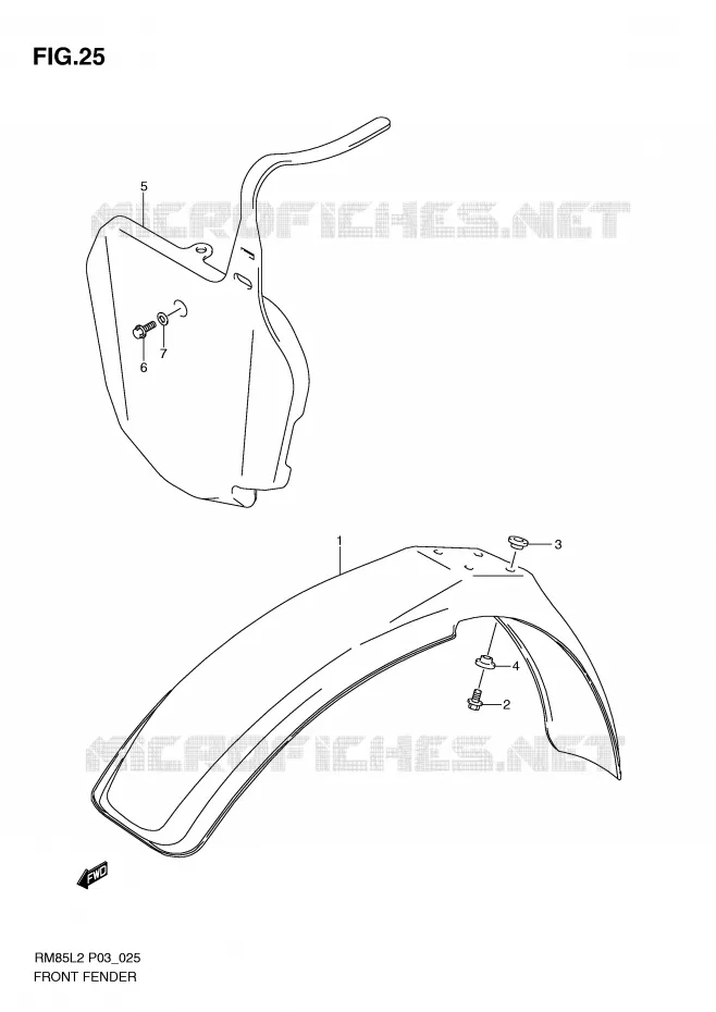 GARDE BOUE AVANT Suzuki MOTO 85 RM 2012  RM85L2(P03)