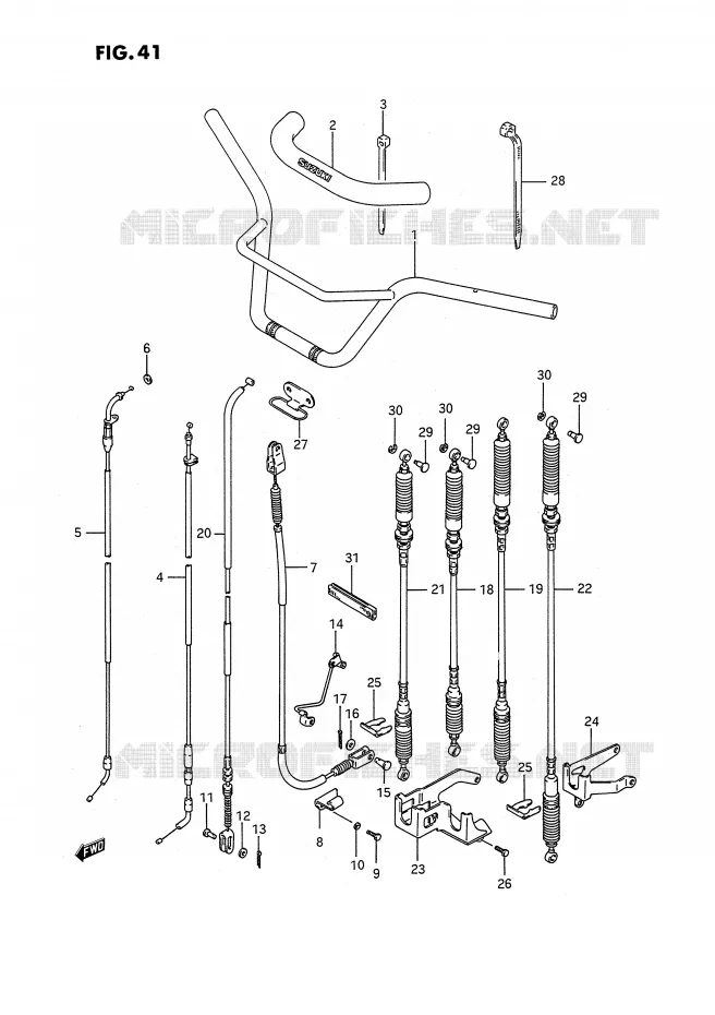 GUIDON - CABLES (MODELE H) Suzuki QUAD 250 QUADRUNNER 1988  LT-4WDJ(E3)