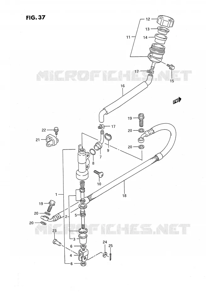 MAITRE CYLINDRE ARRIERE (MODELE L) Suzuki MOTO 80 RM 1995  RM80S(E24)