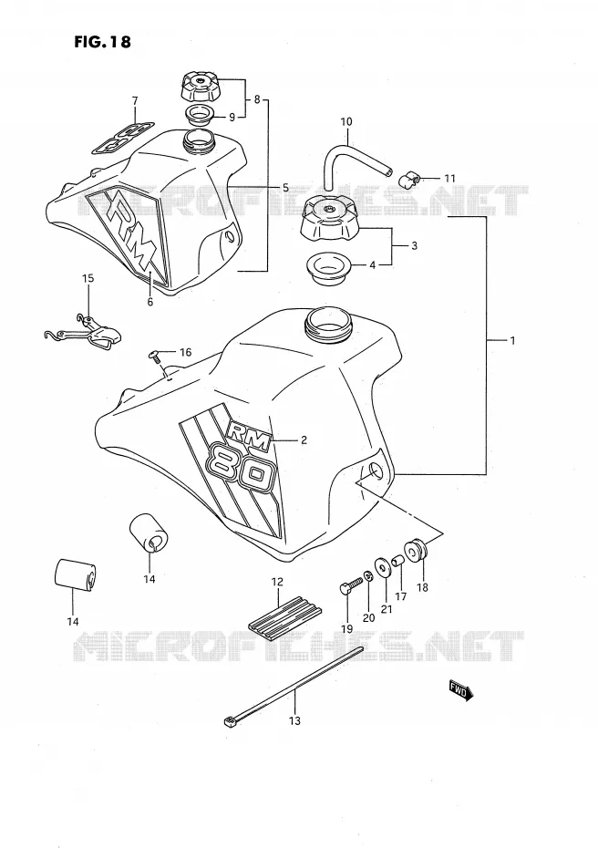 RESERVOIR D'ESSENCE (MODELE G/H) Suzuki MOTO 80 RM 1993  RM80P(E24)