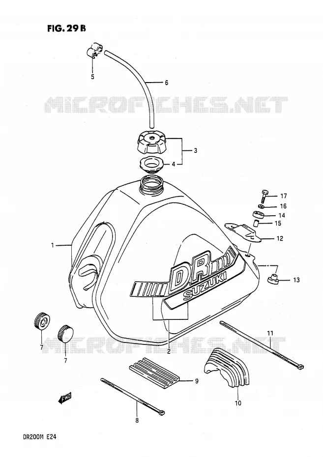 RESERVOIR D'ESSENCE (MODELE J E2) Suzuki MOTO 200 DR 1987  DR200H(E24)