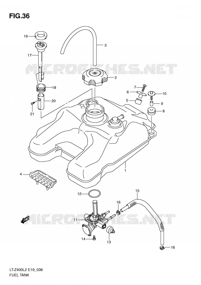 RESERVOIR D'ESSENCE Suzuki QUAD 400 QUADSPORT 2015  LT-Z400ZL2(E19)