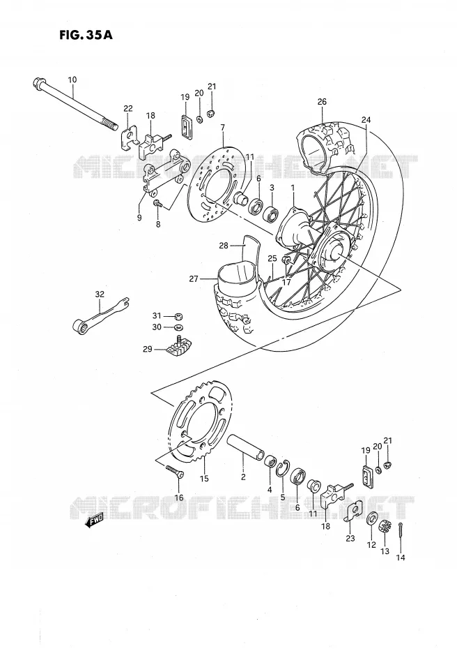 ROUE ARRIERE (MODELE L/M/N/P/R/S) Suzuki MOTO 80 RM 1993  RM80P(E24)