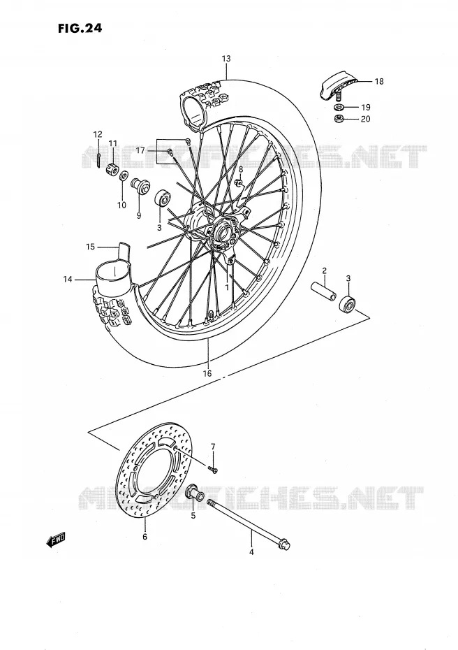 ROUE AVANT (MODELE G/H/K) Suzuki MOTO 80 RM 1986  RM80G(E24)