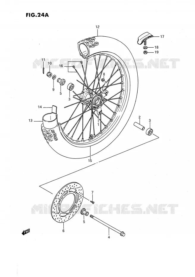 ROUE AVANT (MODELE L/M/N/P/R/S) Suzuki MOTO 80 RM 1995  RM80S(E24)