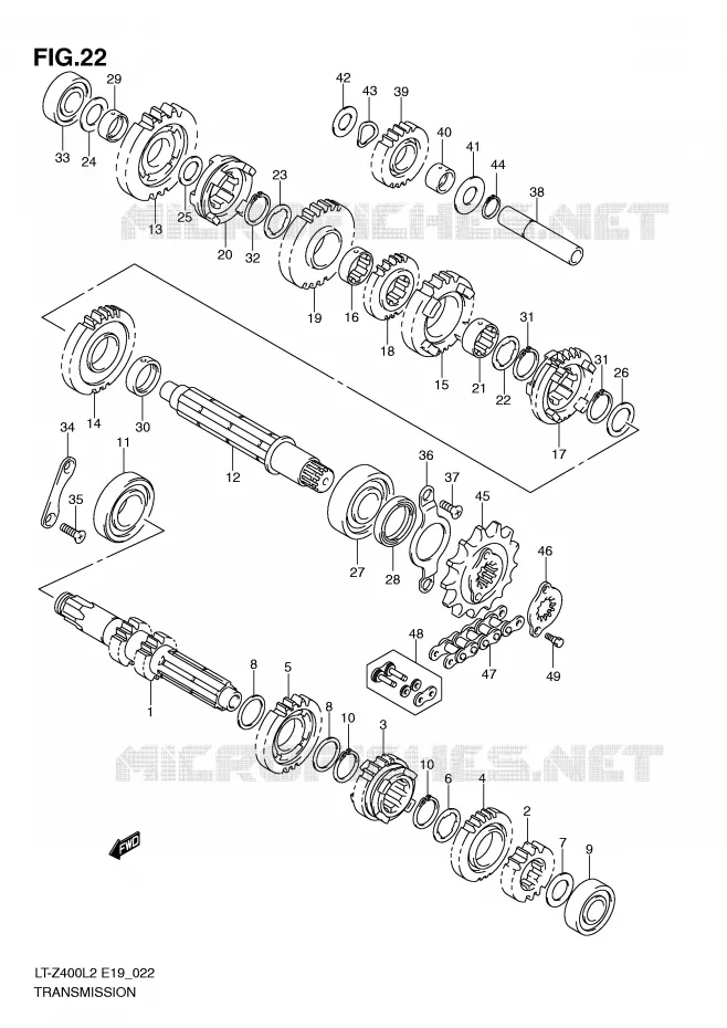 TRANSMISSION Suzuki QUAD 400 QUADSPORT 2012  LT-Z400ZL2(E19)
