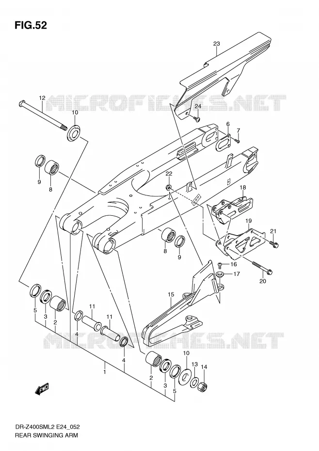 BRAS OSCILLANT ARRIERE Suzuki MOTO 400 DR-Z 2012  DR-Z400SML2(E24)