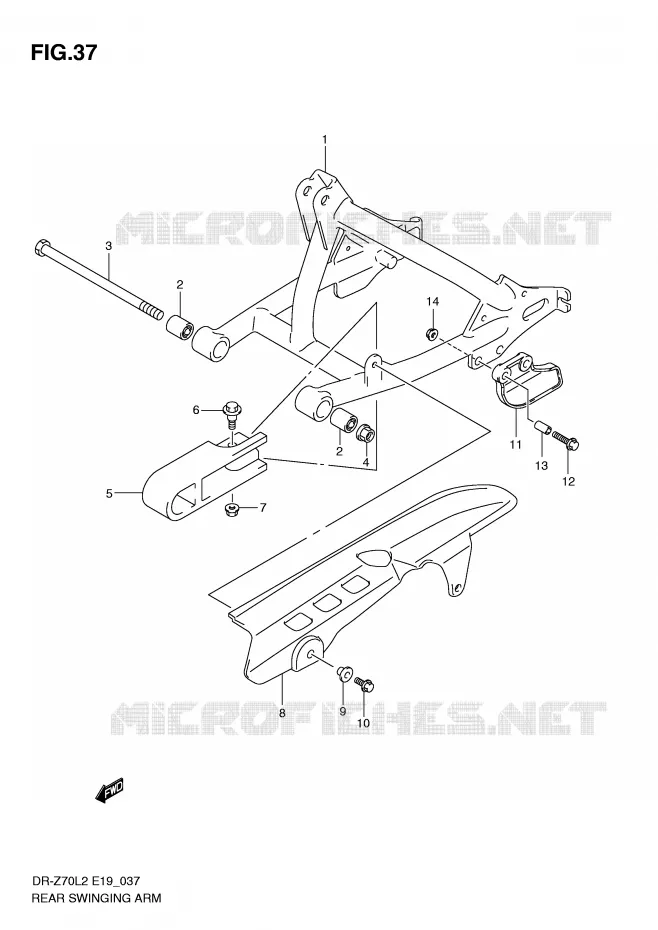 BRAS OSCILLANT ARRIERE Suzuki MOTO 70 DR-Z 2012  DR-Z70L2(E19)