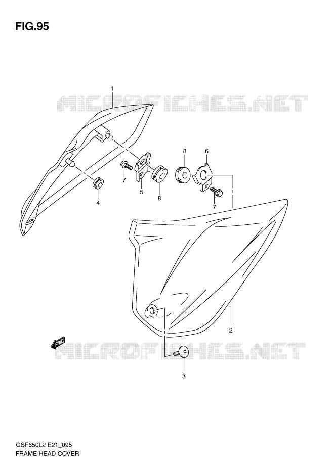 COUVERCLES DE CADRE AVANT (GSF650L2 E21) Suzuki MOTO 650 BANDIT 2012  GSF650SUAL2(E21)