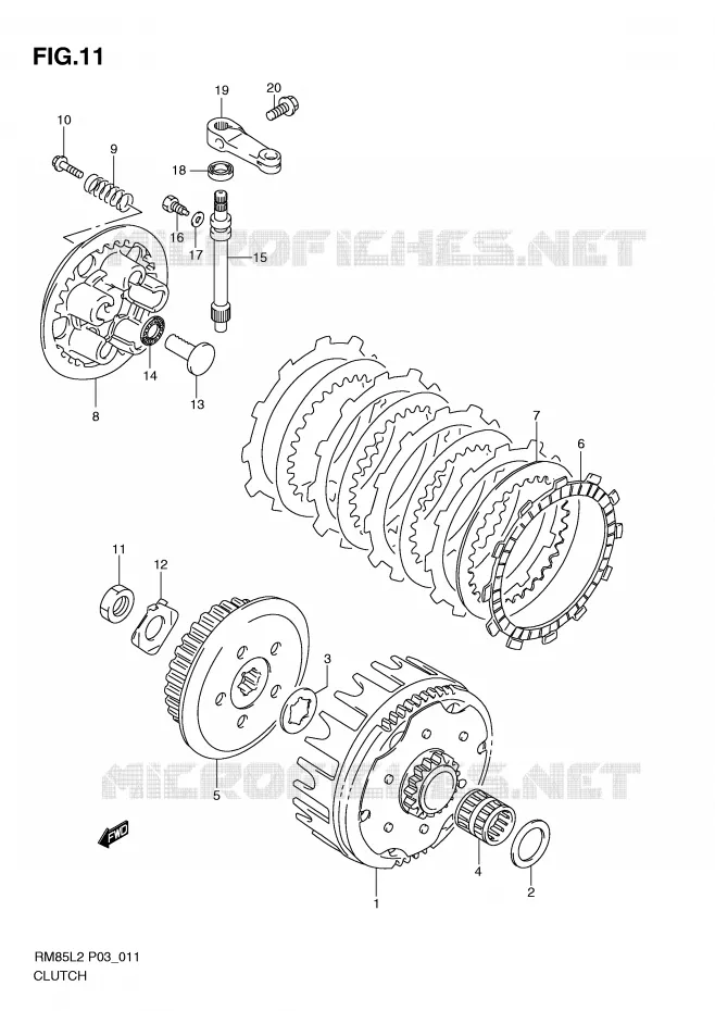 EMBRAYAGE Suzuki MOTO 85 RM 2012  RM85LL2(P03)