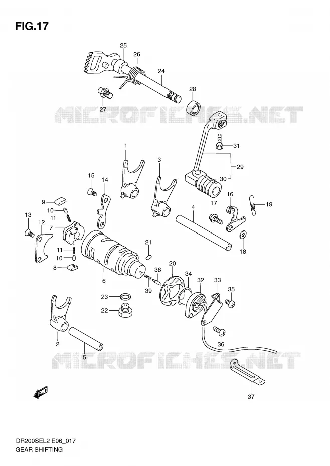 ENSEMBLE DE SELECTION DE VITESSES Suzuki MOTO 200 DR 2012  DR200SEL2(E06)