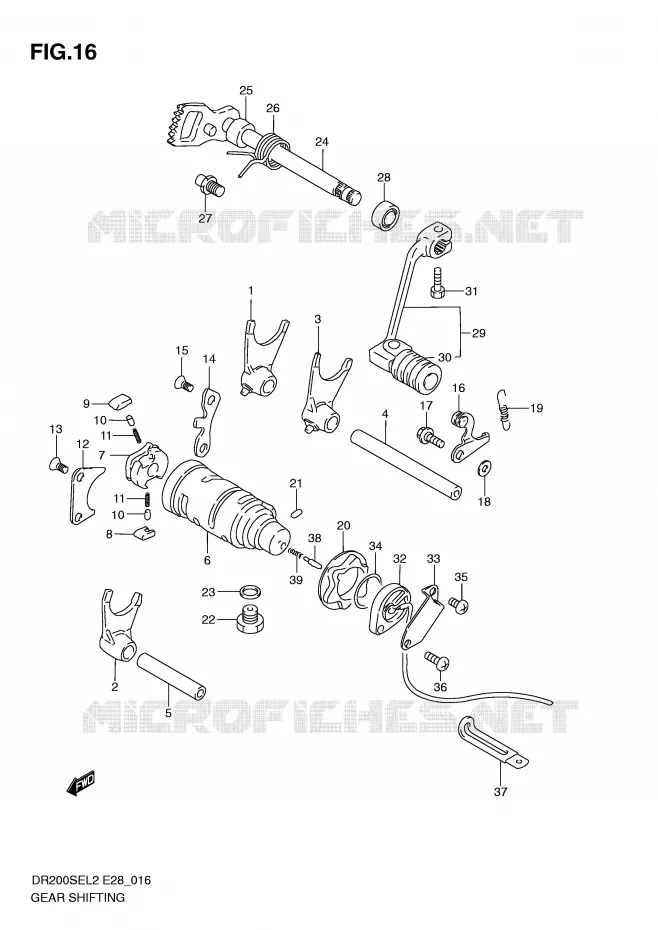 ENSEMBLE DE SELECTION DE VITESSES Suzuki MOTO 200 DR 2012  DR200SEL2(E28)