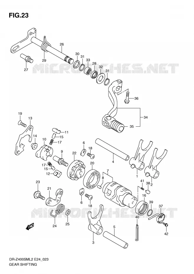 ENSEMBLE DE SELECTION DE VITESSES Suzuki MOTO 400 DR-Z 2012  DR-Z400SML2(E24)