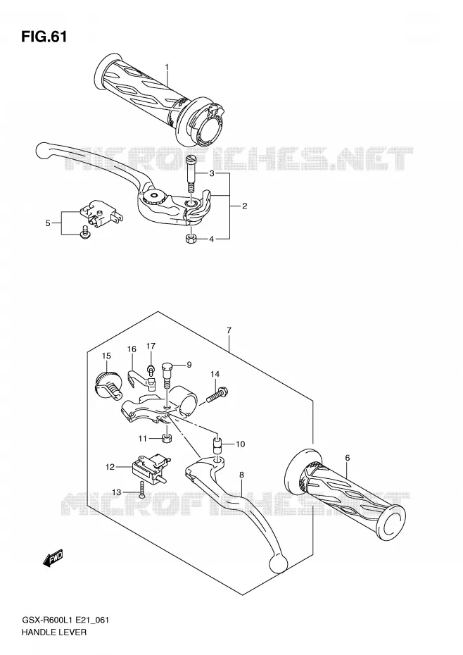 ENSEMBLE LEVIERS - POIGNEES Suzuki MOTO 600 GSX-R 2011  GSX-R600L1(E21)