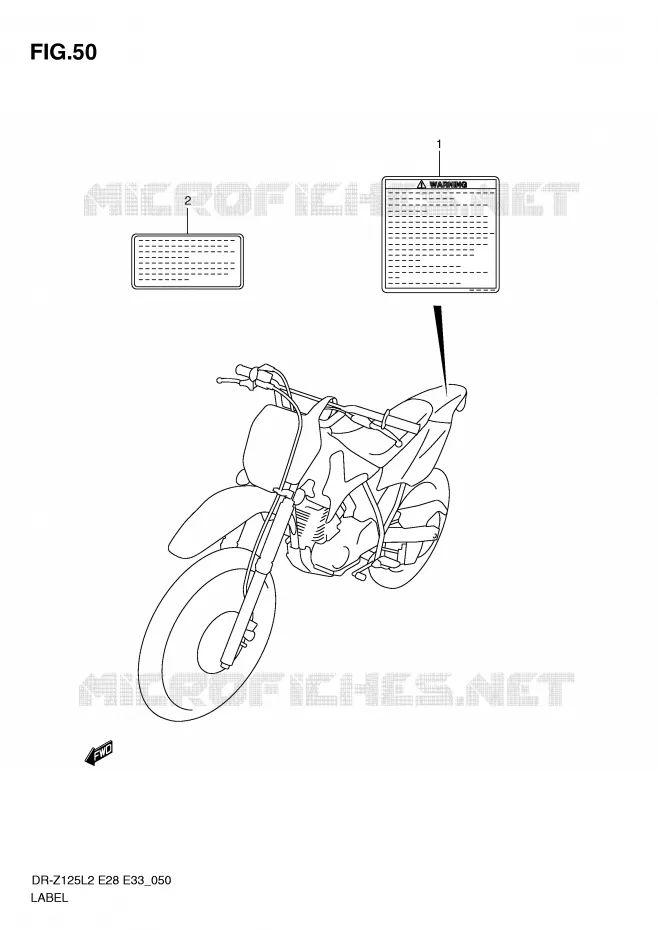 ETIQUETTE (DR-Z125L2 E33) Suzuki MOTO 125 DR-Z 2012  DR-Z125LL2(E28)