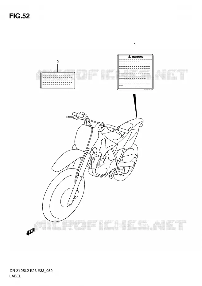 ETIQUETTE (DR-Z125LL2 E33) Suzuki MOTO 125 DR-Z 2012  DR-Z125LL2(E28)