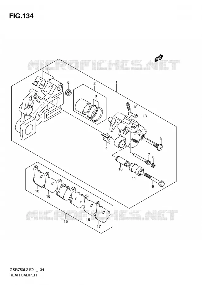 ETRIER DE FREIN ARRIERE (GSR750UEL2 E21) Suzuki MOTO 750 GSR 2012  GSR750AL2(E21)