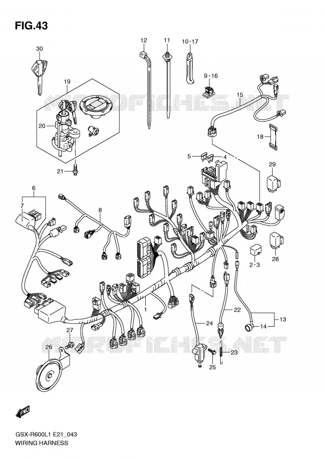 FAISCEAU ELECTRIQUE (GSX-R600L1 E24) Suzuki MOTO 600 GSX-R 2011  GSX-R600UEL1(E21)