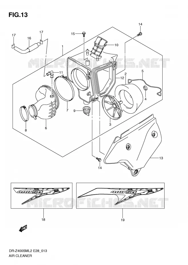 FILTRE A AIR Suzuki MOTO 400 DR-Z 2012  DR-Z400SML2(E28)
