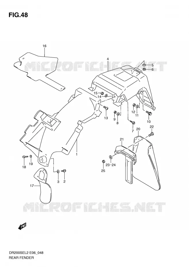 GARDE BOUE ARRIERE Suzuki MOTO 200 DR 2012  DR200SEL2(E06)