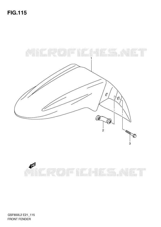 GARDE BOUE AVANT (GSF650SL2 E21) Suzuki MOTO 650 BANDIT 2012  GSF650SUAL2(E21)