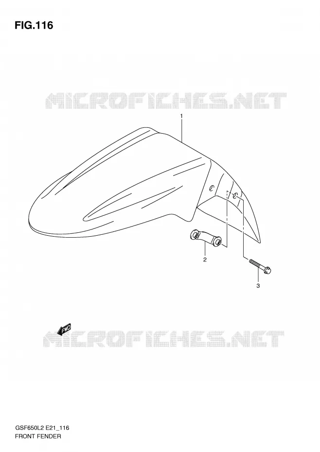 GARDE BOUE AVANT (GSF650SUL2 E21) Suzuki MOTO 650 BANDIT 2012  GSF650AL2(E21)