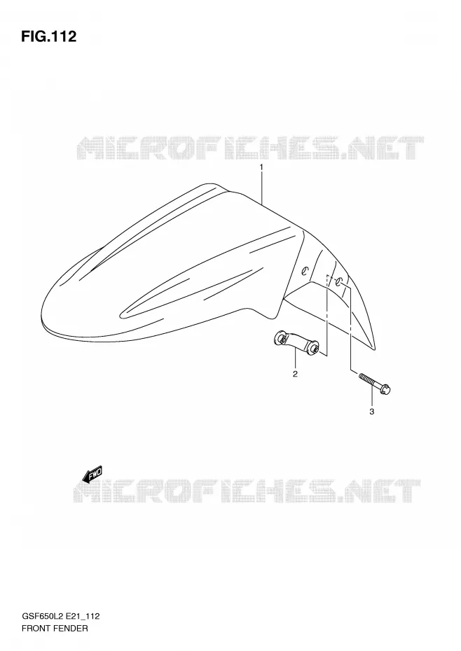 GARDE BOUE AVANT (GSF650UL2 E21) Suzuki MOTO 650 BANDIT 2012  GSF650SUL2(E21)